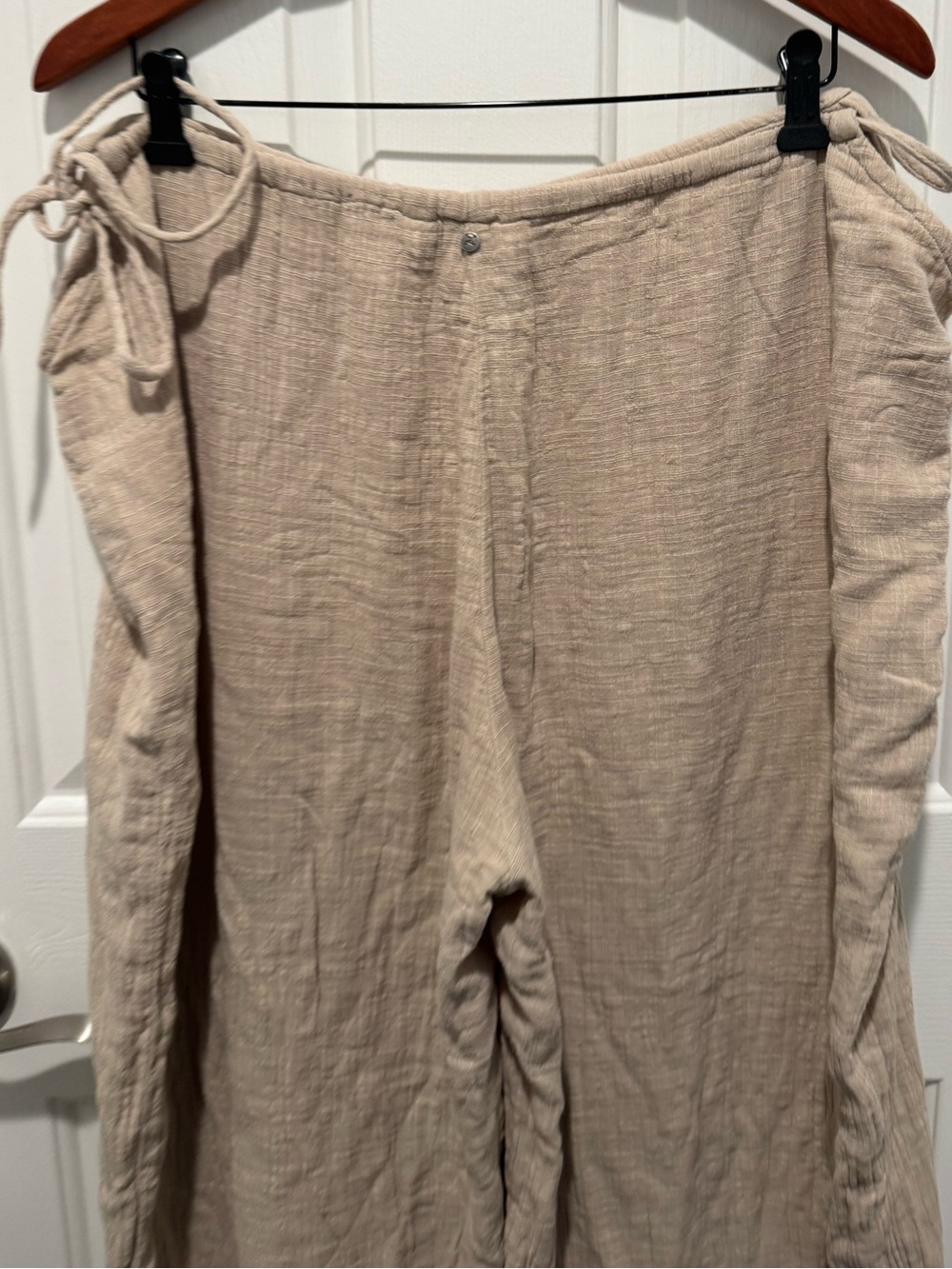 Rusty Beige Gauze Linen Wide-Leg Pants Size XL - Picture 8 of 16